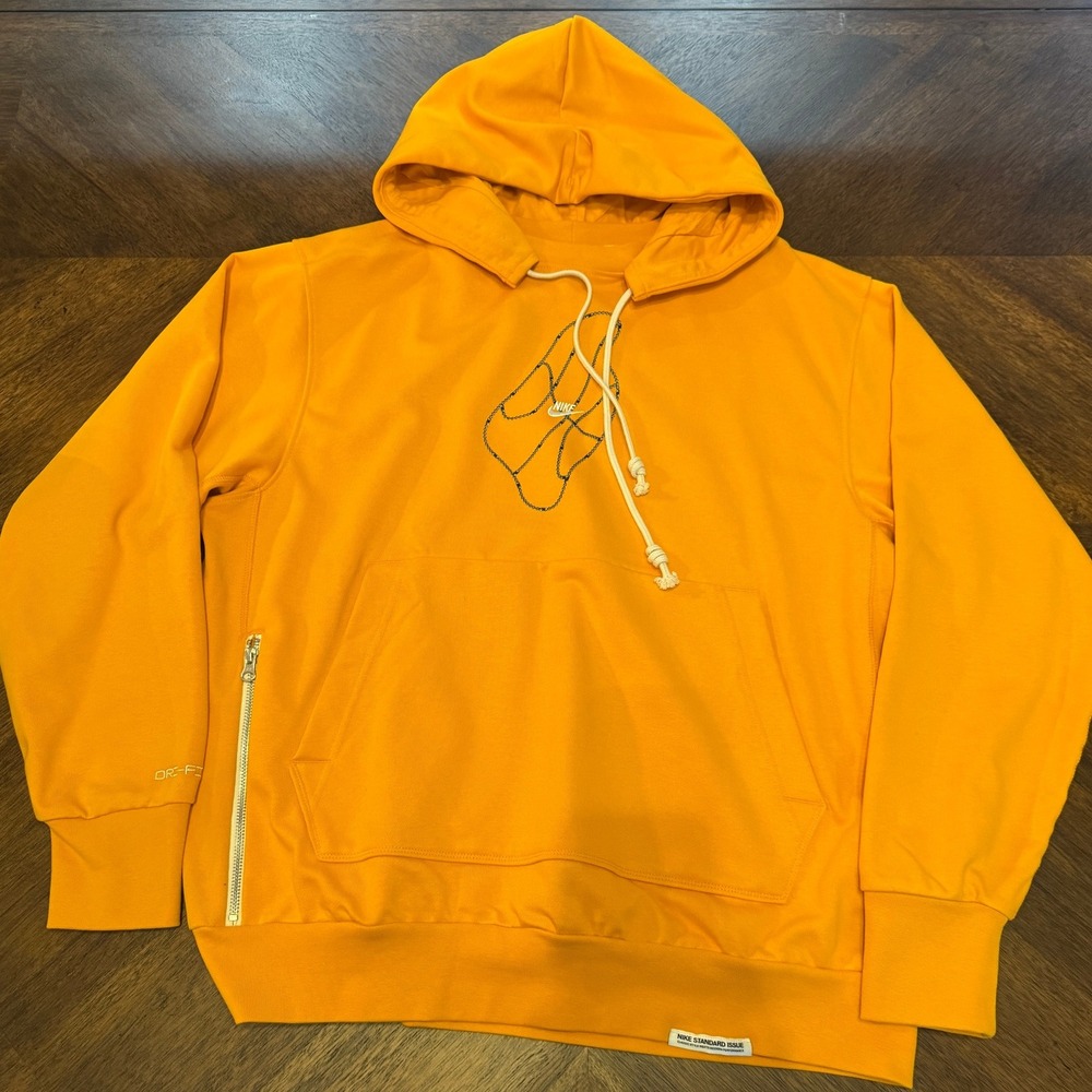 Nike Standard Issue Dri-FIT Orange Pullover Hoodie with Zipper Pocket |G1